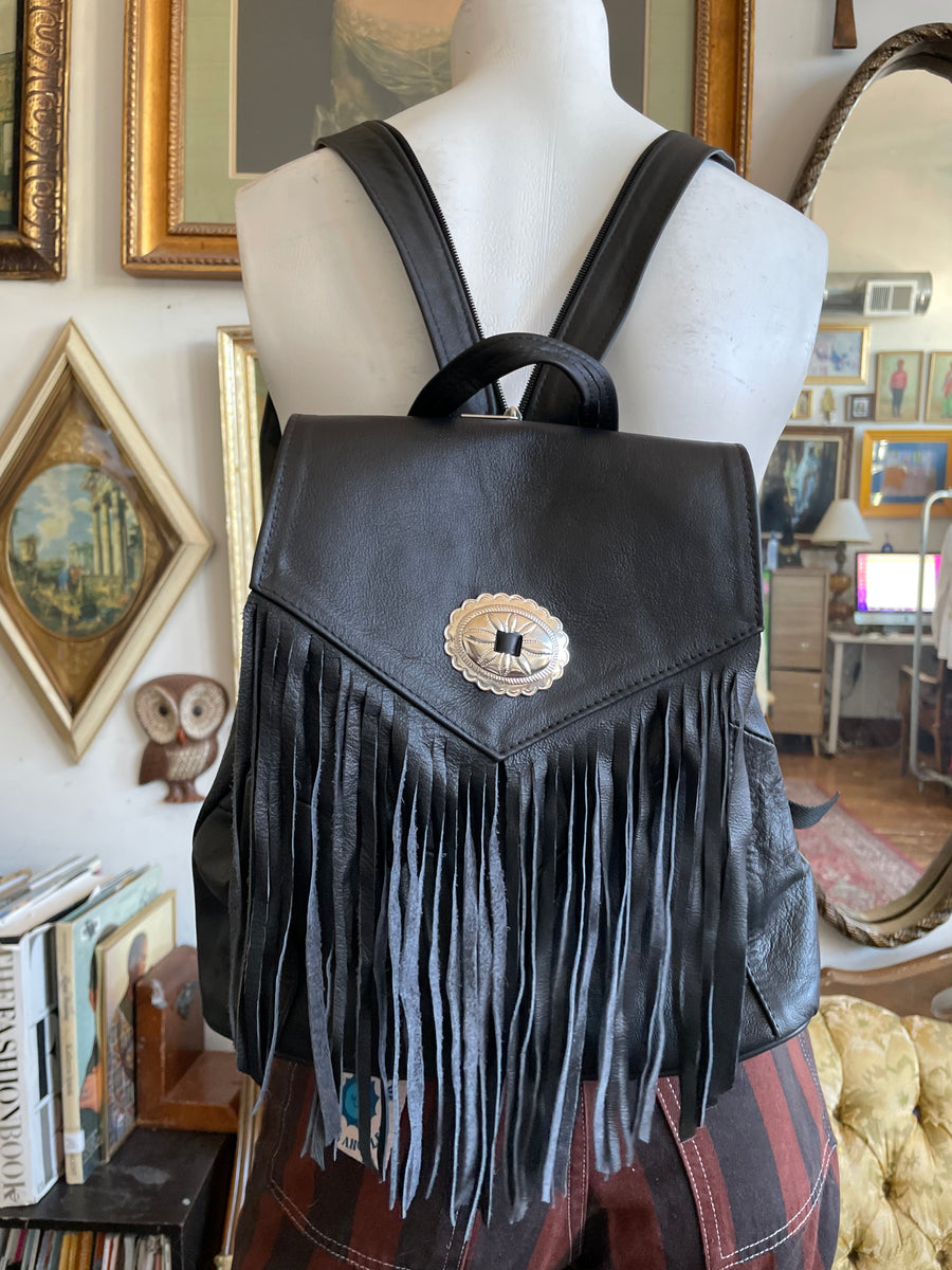 Black fringe backpack new arrivals