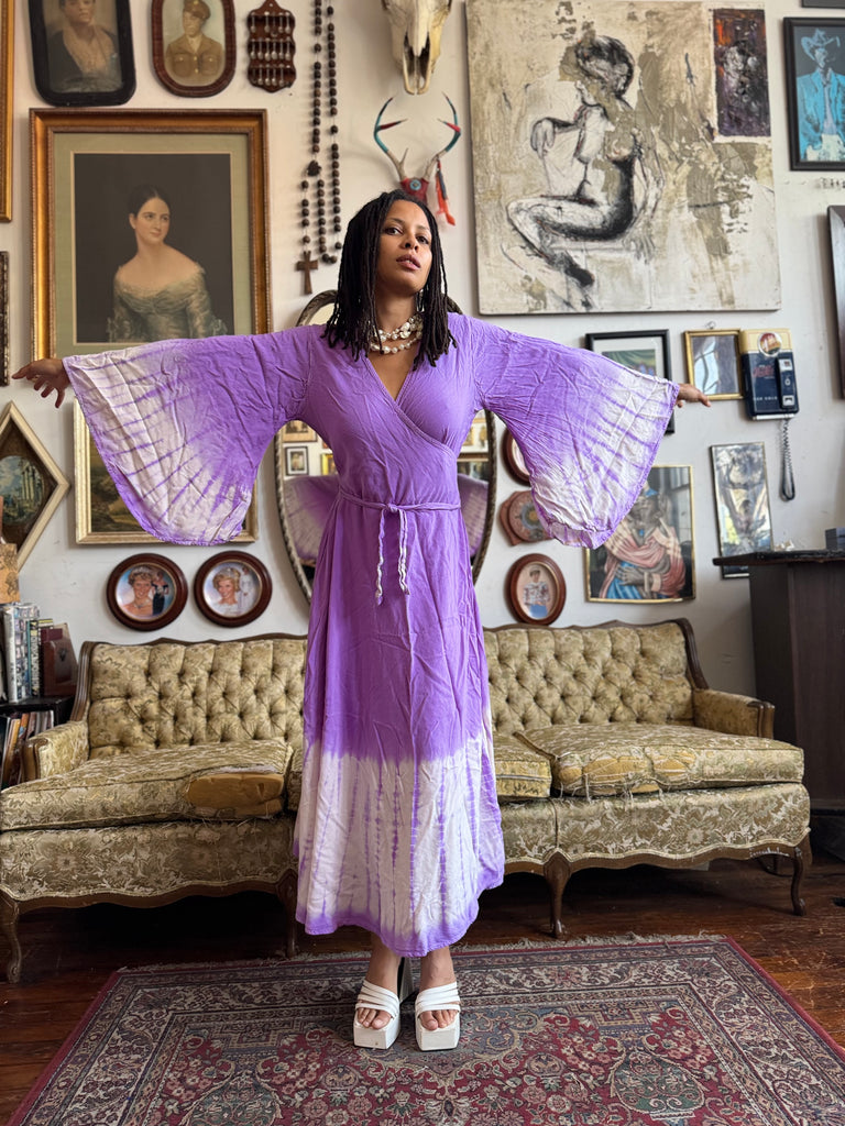 Vintage Purple Tie Dye Hippie Adjustable Wrap Dress by Witch and Wolf – Rumors Richmond