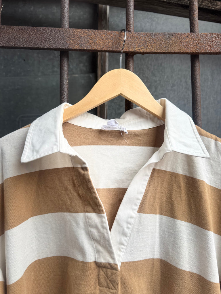 Good American Tan Striped Oversized Rugby Tee Size 1/2 – Rumors Richmond