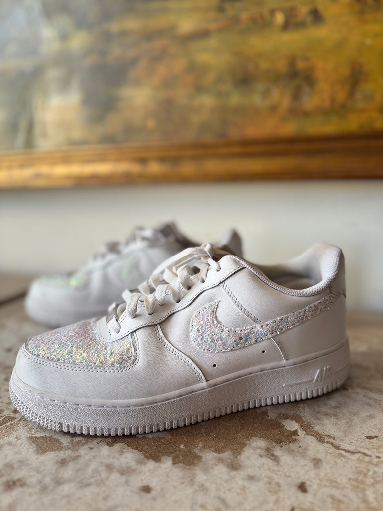 Nike Air Force w Glitter Swoosh and Accents Ladies Size