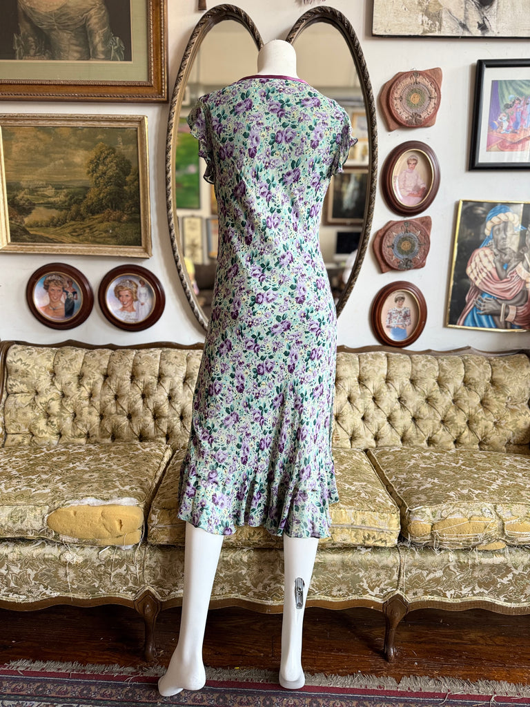 Y2k Eva Blue Floral Beaded Ruffle Hem Midi Dress Size 10 – Rumors Richmond