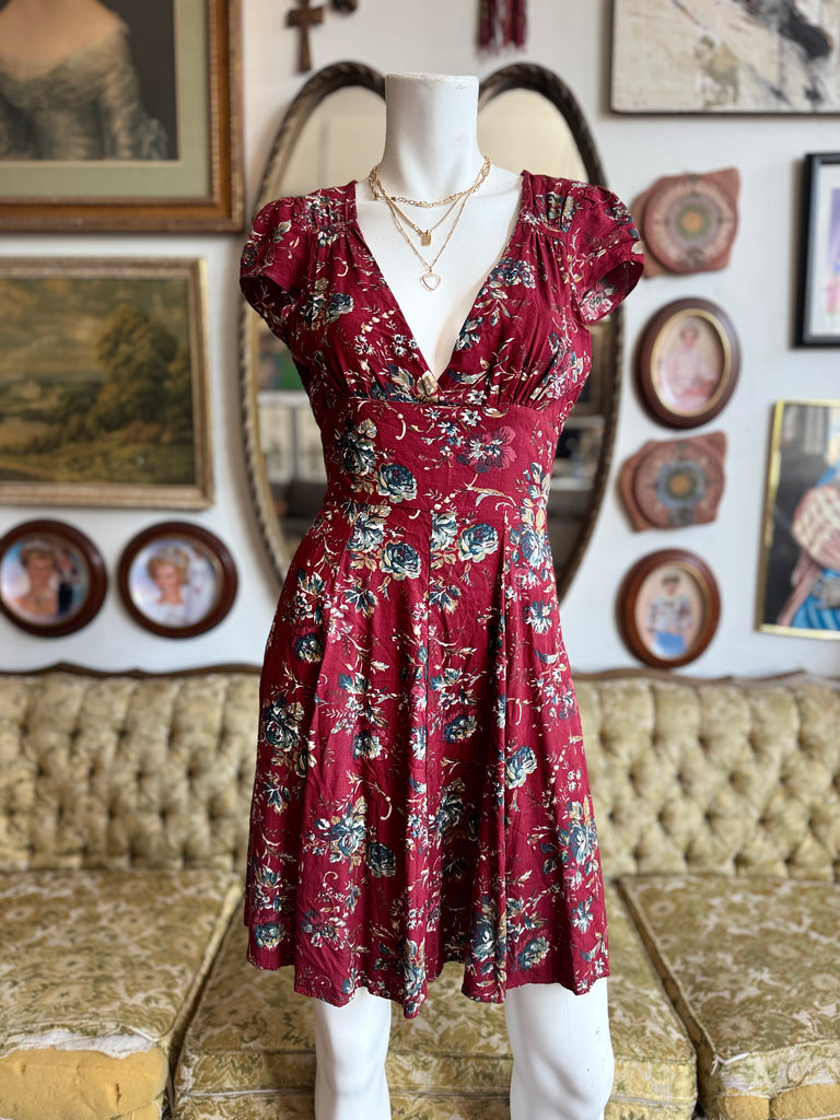 Denim & Supply Ralph Lauren Burgundy Floral Cut-Out Mini Dress Size 8 – Rumors Richmond