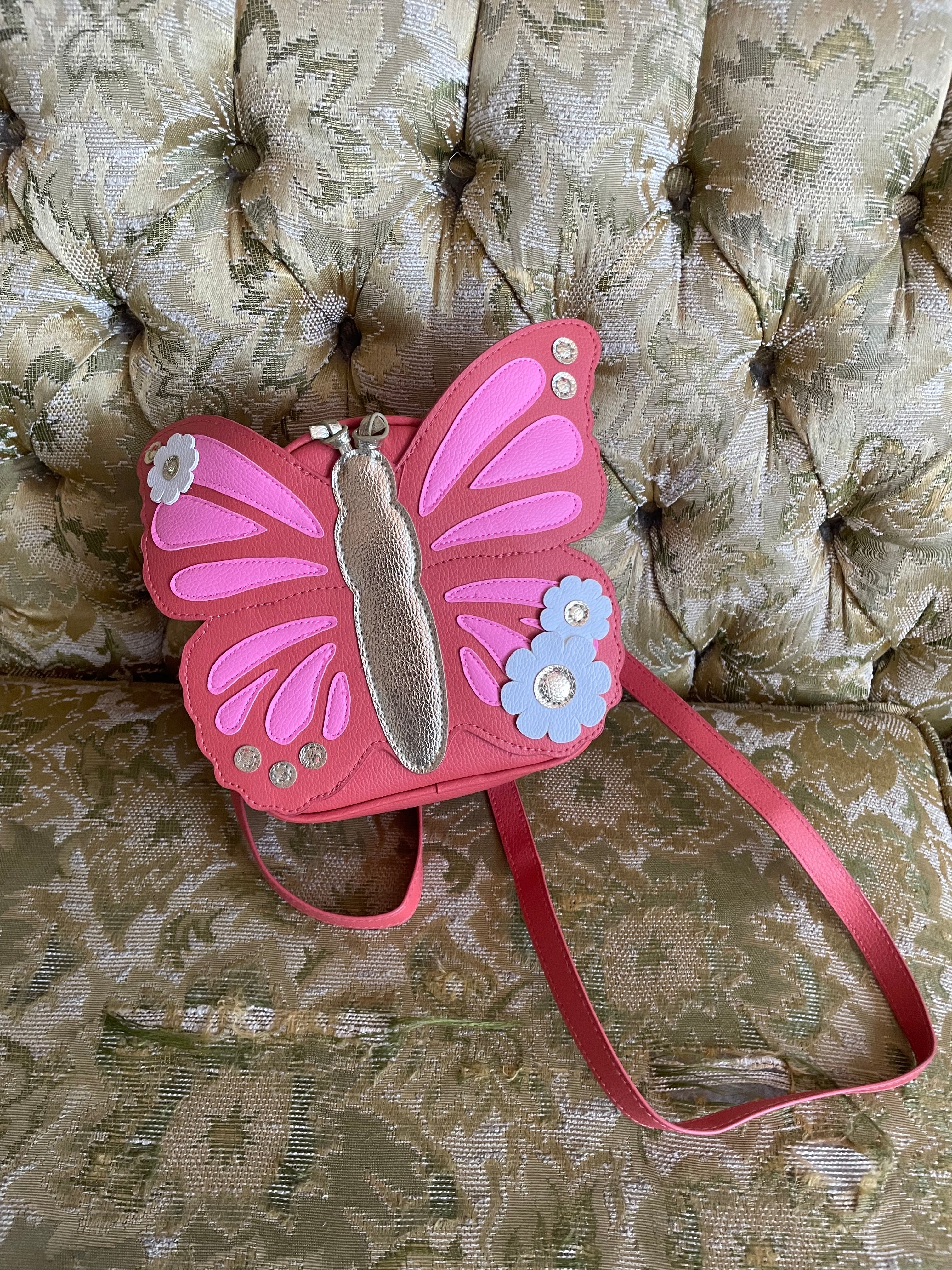 Red Handbag Laser Cut Butterfly Faux Leather Crossbody HandBag