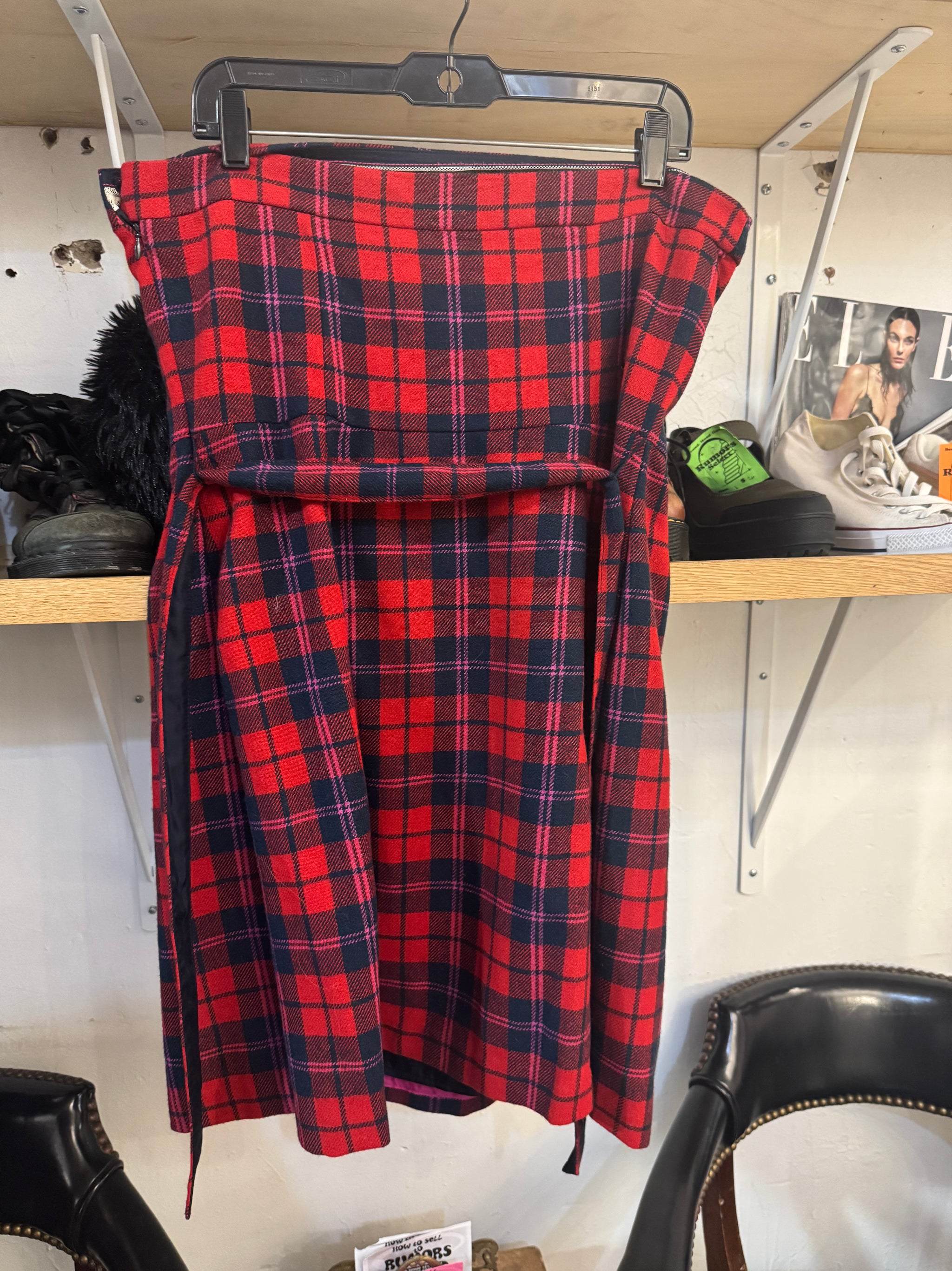 Strapless Plaid Mini Dress Sz. 14