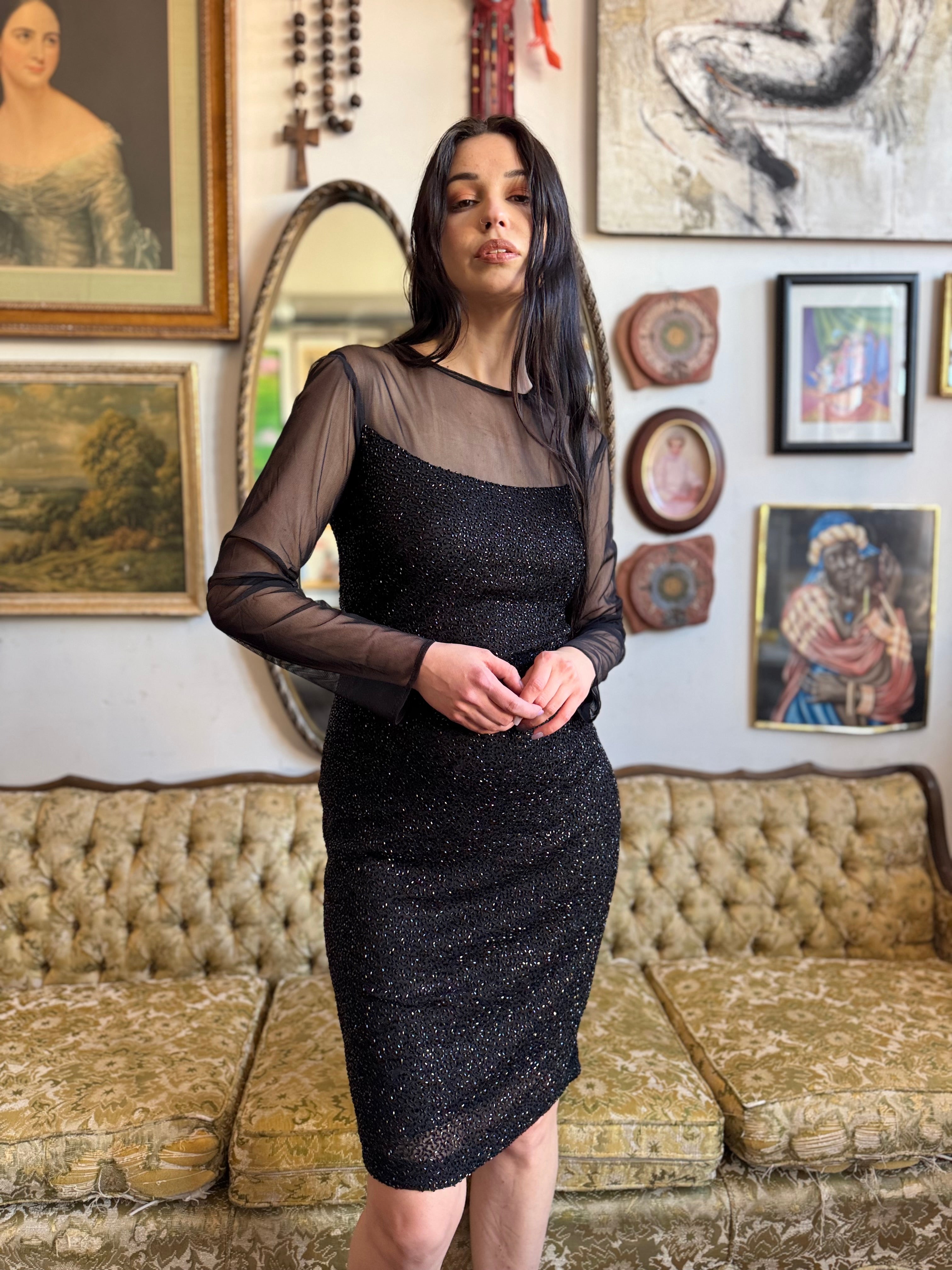 marina black sequin dress NWOT Marina Black Lace/Sequin Dress sz 6