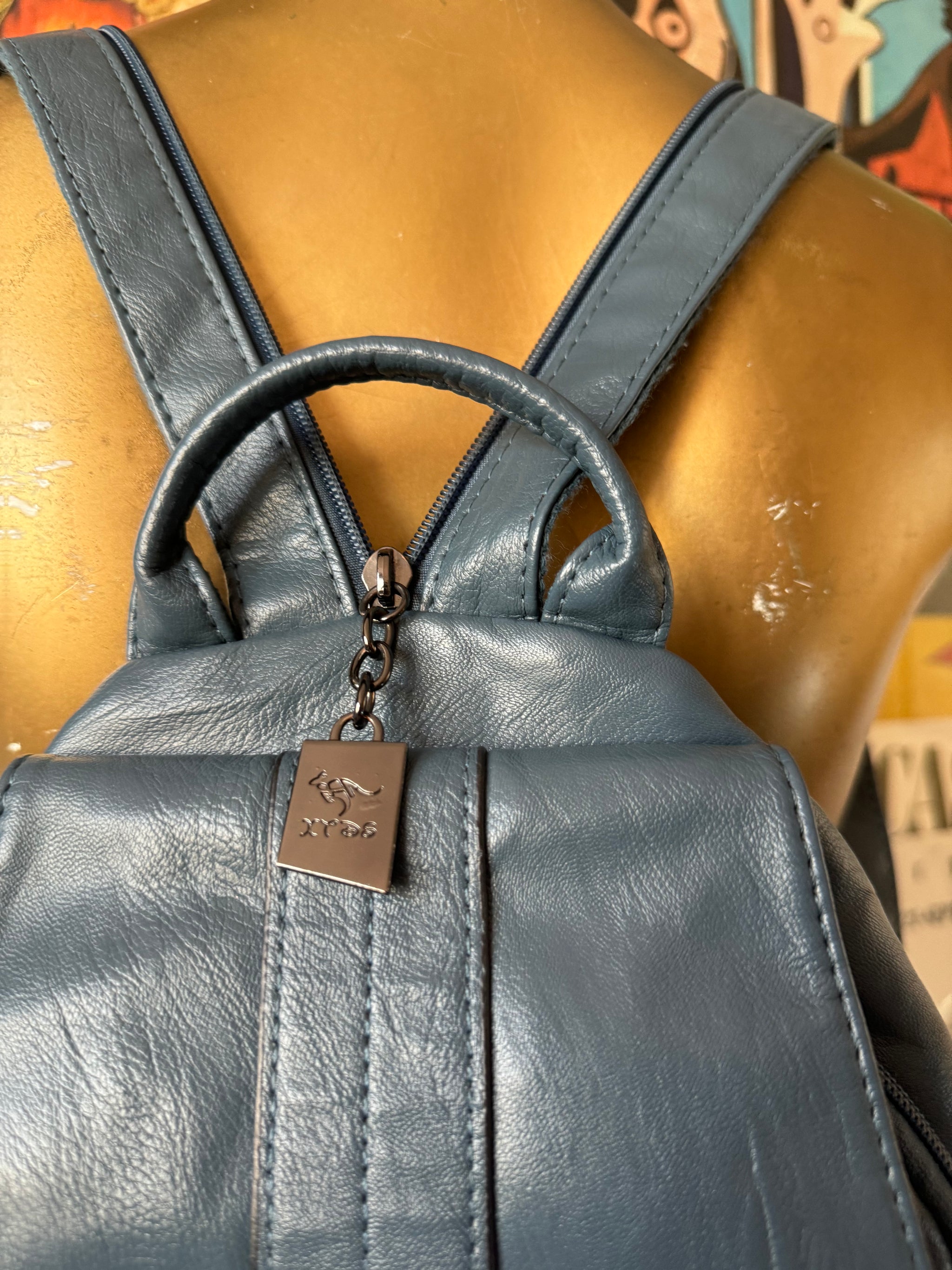 blue faux leather backpack Blue Faux Leather Backpack – Rumors Richmond