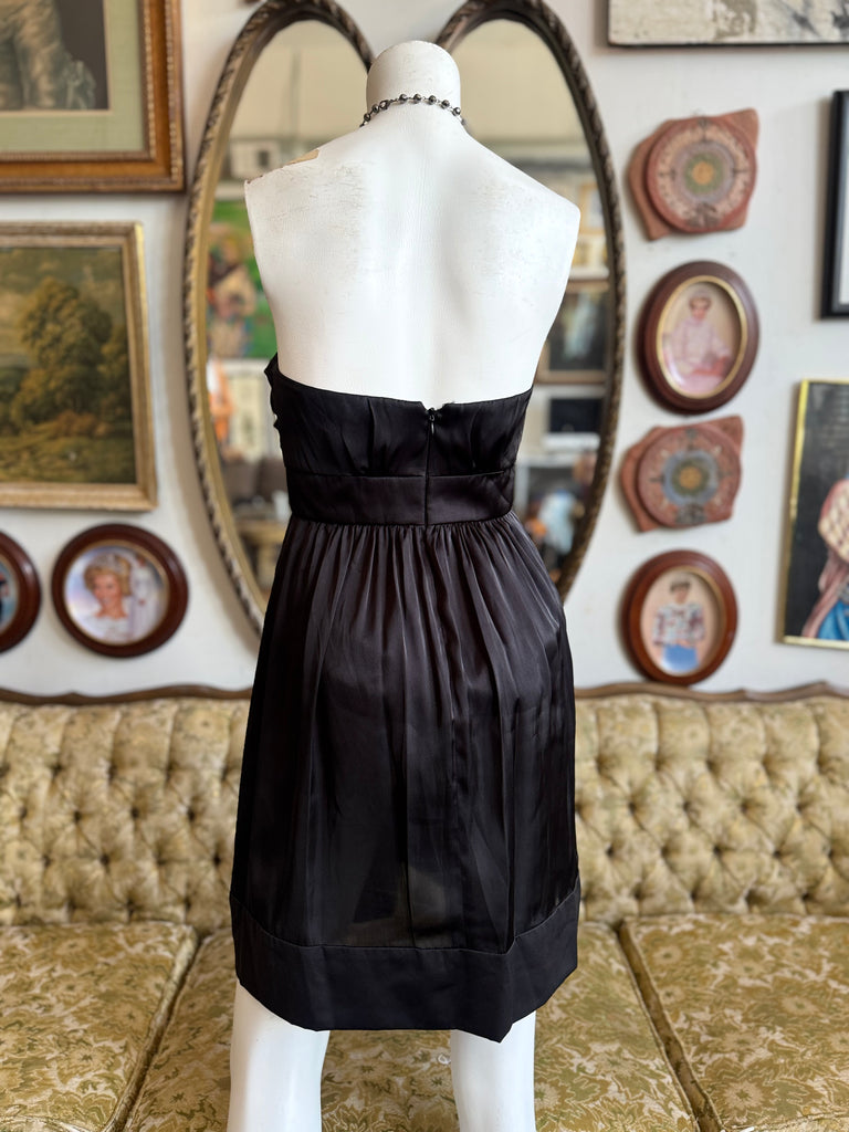 bcbg black ruffle dress Leather Chiffon Dress