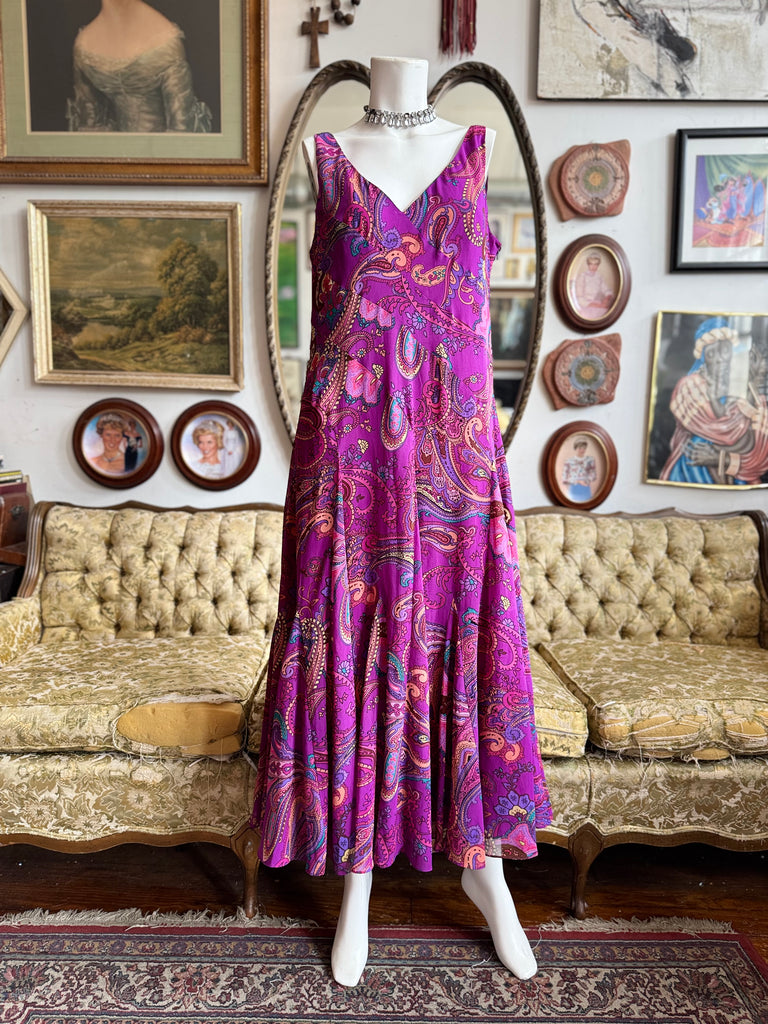 purple paisley maxi dress Y2k Jones NY Purple Paisley Maxi Dress Size 12