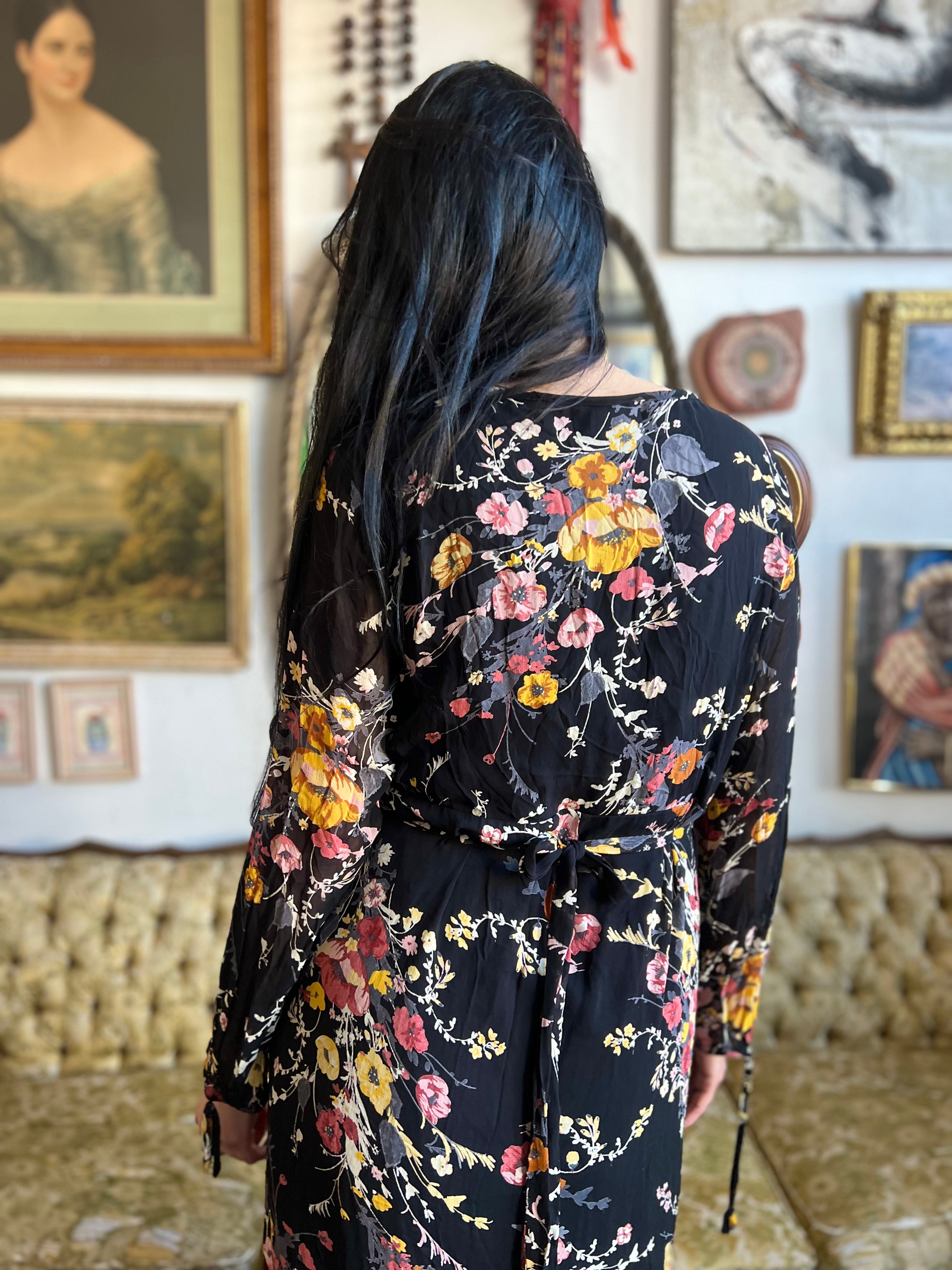 band of gypsies black floral dress Band Of Gypsies Dresses | Band Of Gypsies Medium Sheer Maxi Dress Floral Design | Color: Black/Cream | Size: M