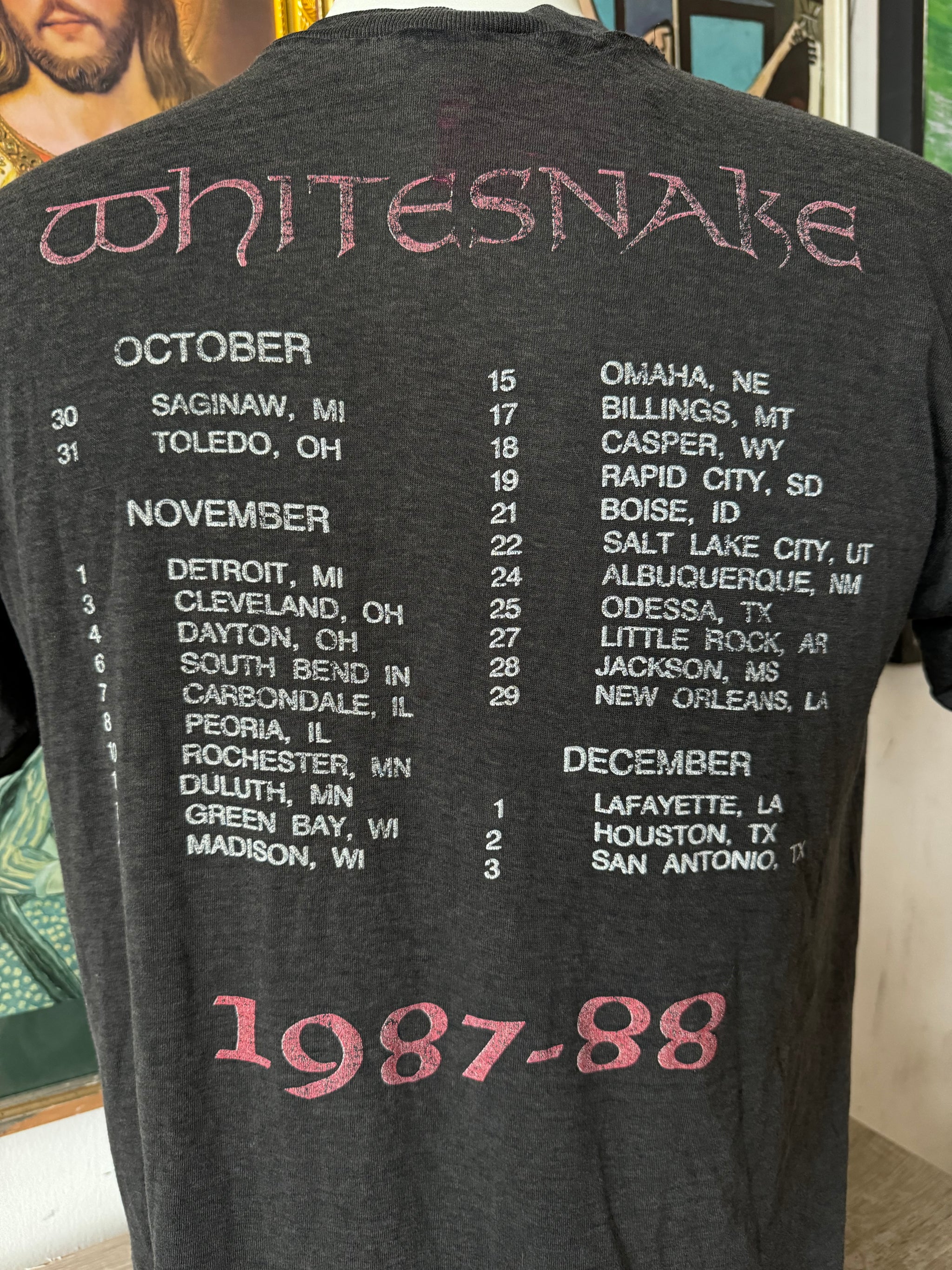Vintage 80s WHITESNAKE Self Titled 1987 Tour Concert T Shirt