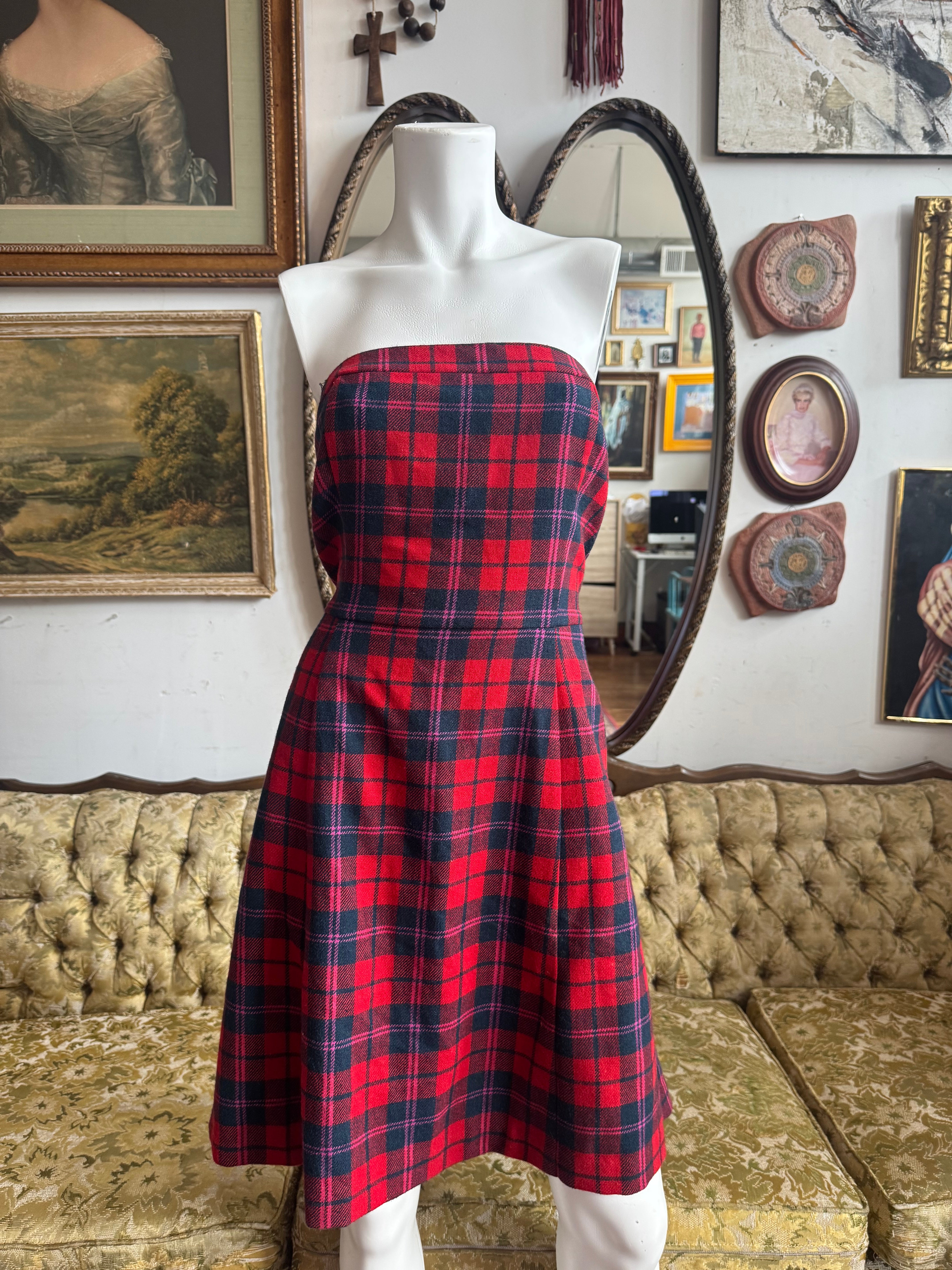 Strapless Plaid Mini Dress Sz. 14 Strapless Plaid Mini Dress Sz. 14