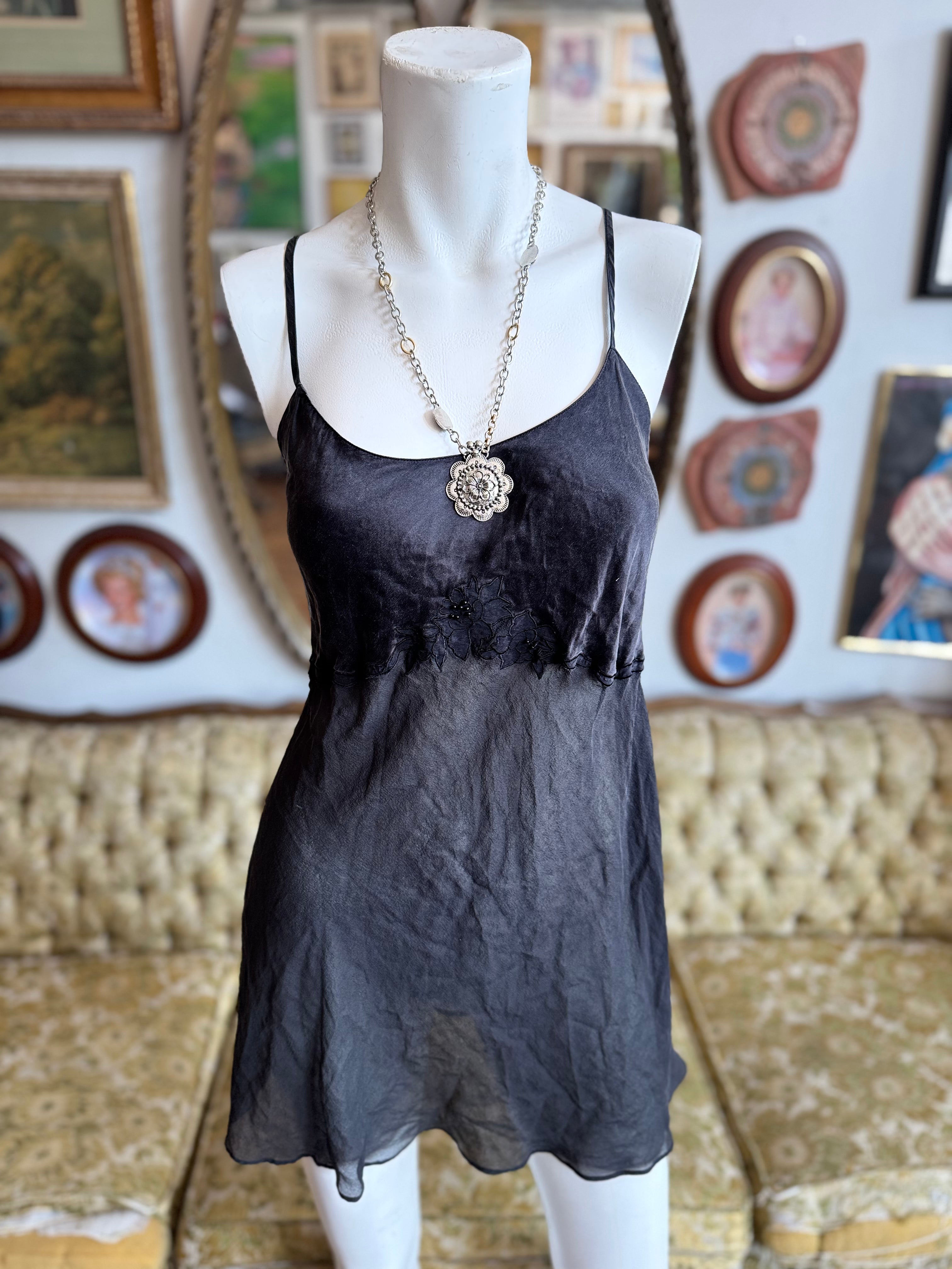 Victoria's Secret 1999 Black Silk Sheer Slip Dress Size Medium – Rumors Richmond