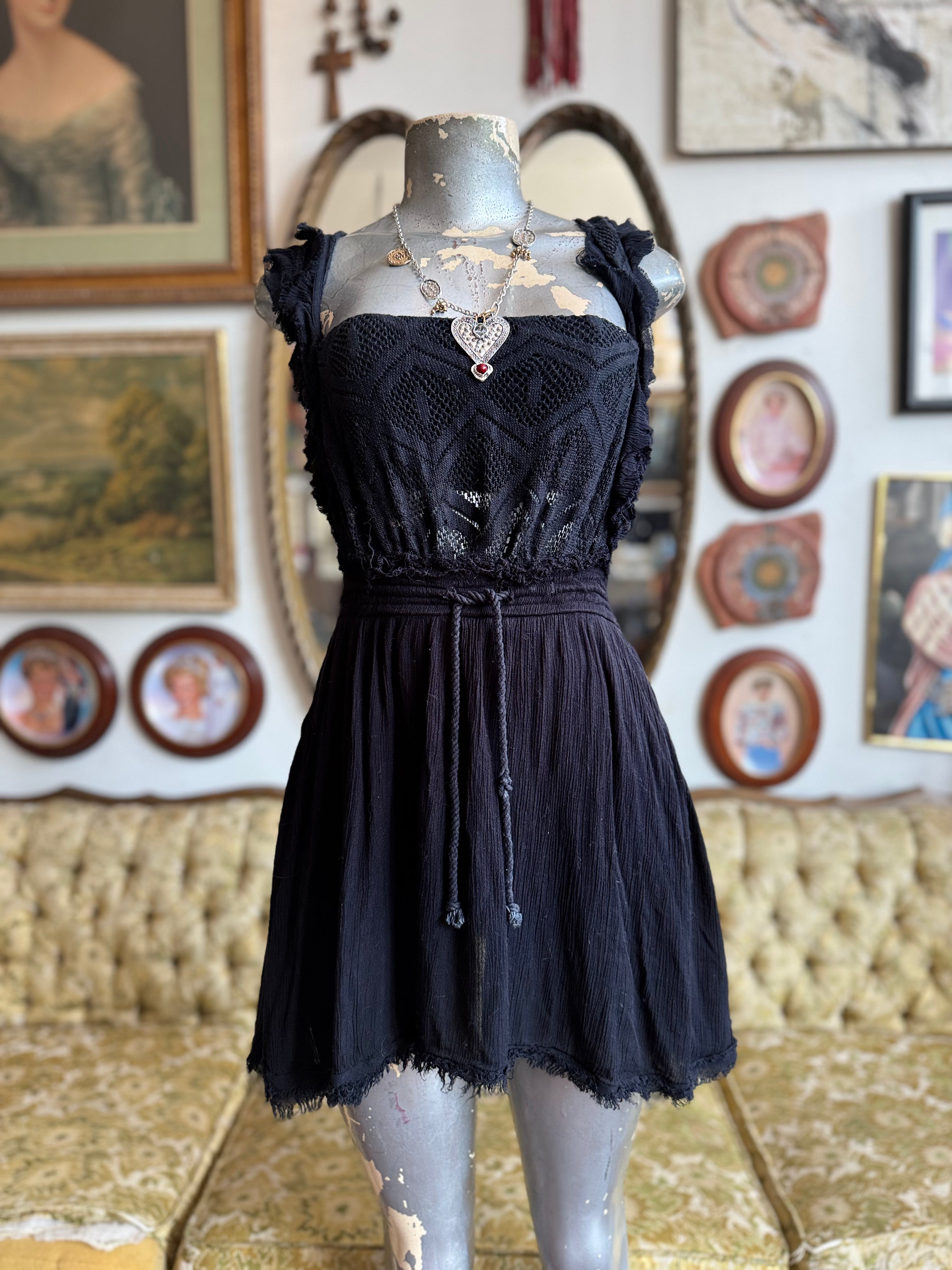 Free People Black Crochet Bust Dress Size S – Rumors Richmond