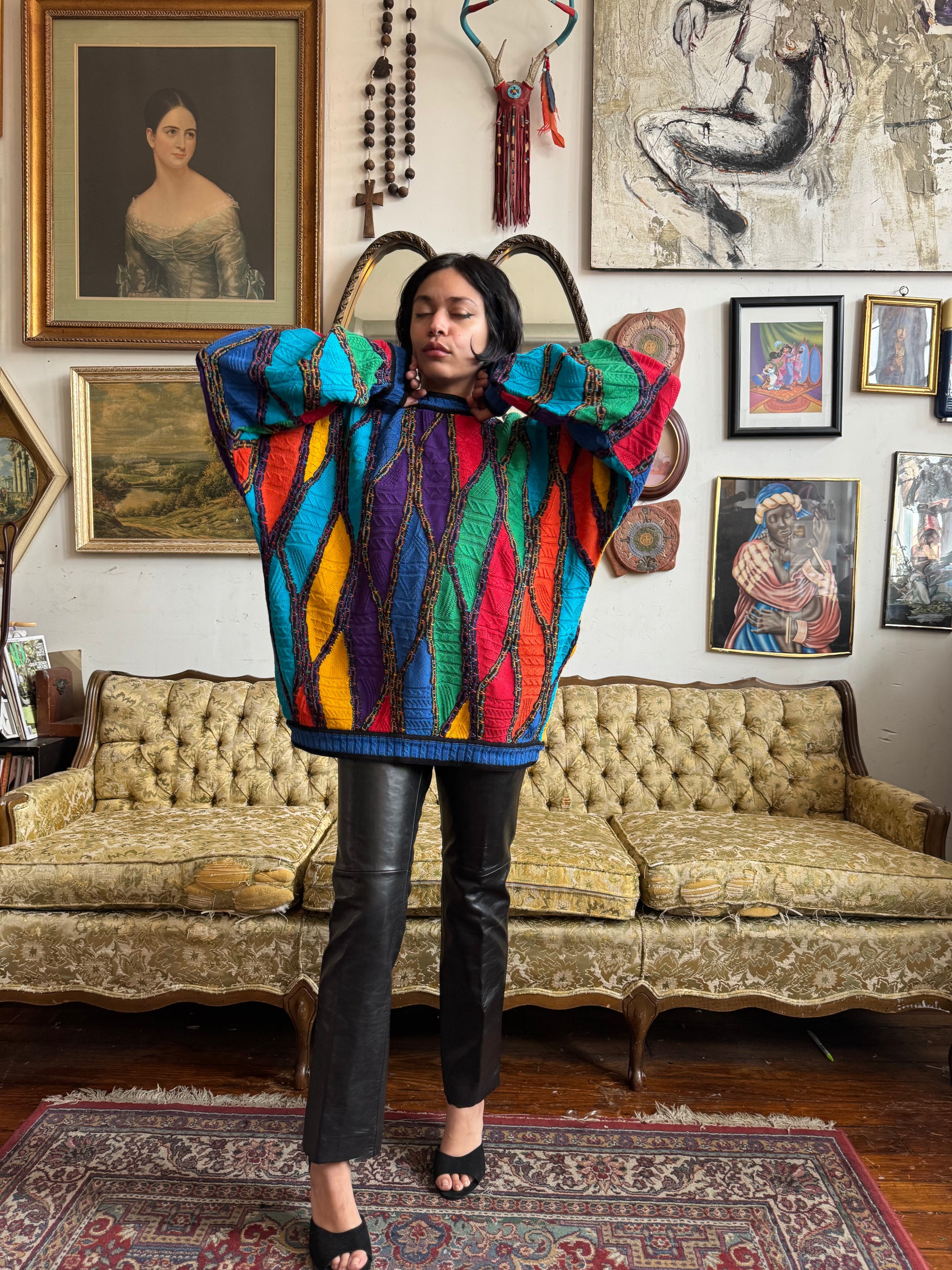 90s Vintage Coogi Multicolor Bright Sweater Knit Mens Size